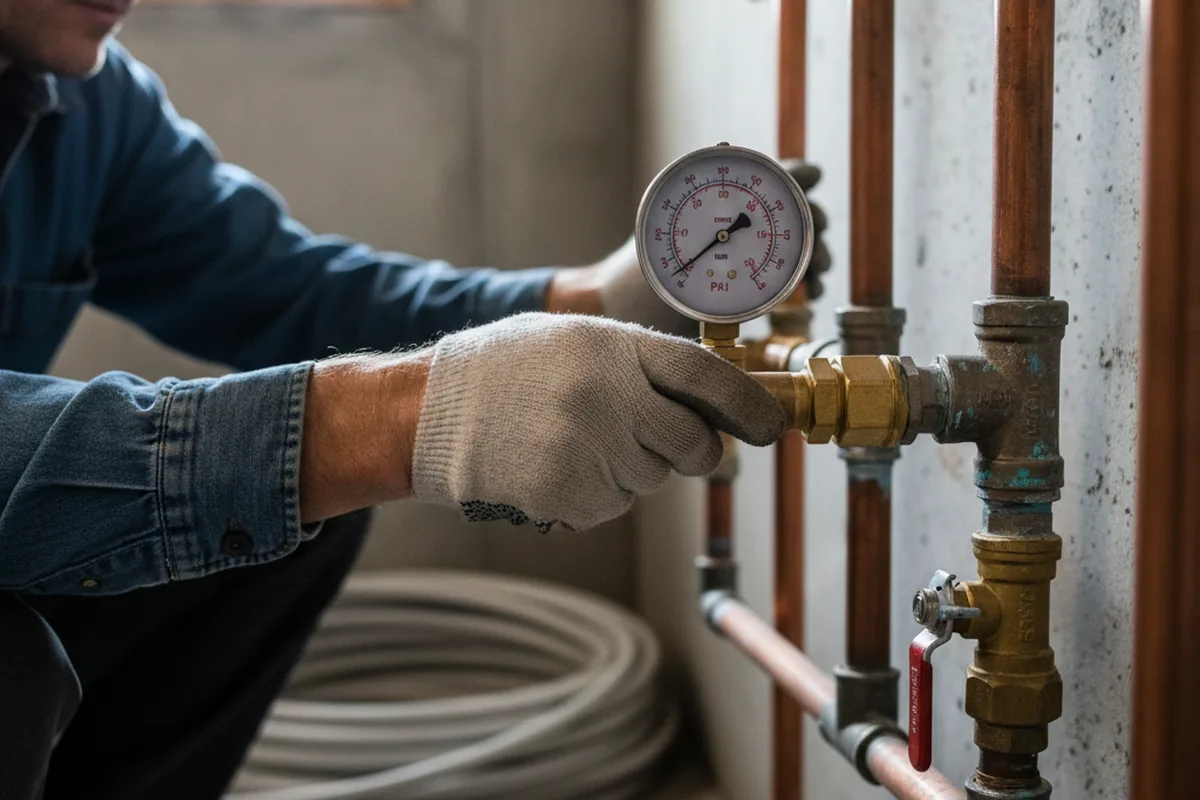 Pressure testing a repaired line during Water Line Repair in North Las Vegas